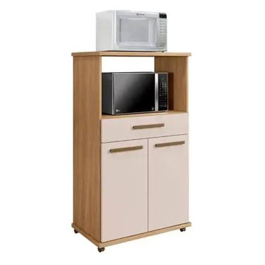 Imagem de Balcão Multiuso Conquista 2 Portas 1 Gaveta Arte Móveis Cor Cinamomo Off White