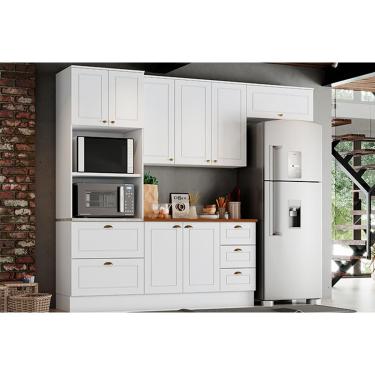 Imagem de Kit Cozinha Modulada 5 Peças Americana (2Aéreos+1Balcão+1Paneleiro+1Complemento) CZ129 Branco - Henn