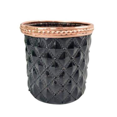 Imagem de Vaso Preto E Cobre Zamac Bristol 7X7X7Cm Cachepot Vidro