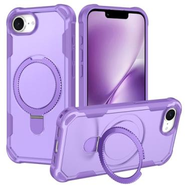 Imagem de Casehas Capa para iPhone 16e [2025] com suporte magnético invisível, capa protetora translúcida à prova de choque ímãs fortes integrados [compatível com MagSafe] antiamarelamento, roxa