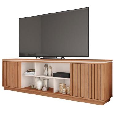 Imagem de Rack Para Sala Bancada De 75 Pol 180cm Simetria Freijó/off White - Caemmun