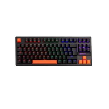Imagem de Teclado Mecânico Gamer New Hero Commander Tkl, Rainbow, Switch Blue, Abnt, Usb, Preto E Laranja