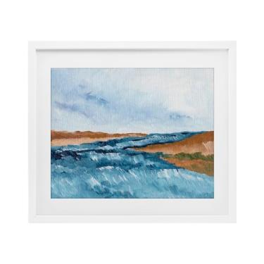 Imagem de Stupell Industries Impressão emoldurada branca Coastal Dreams Abstraction Under Glass por Nikita Jariwala, 43 x 53 cm