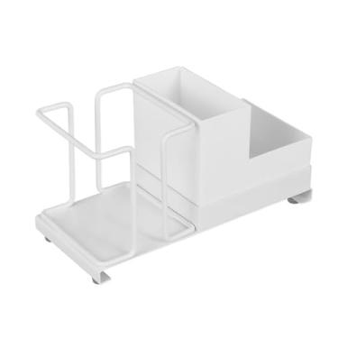 Imagem de Dispensador de copo de café descartável Dispensador de suporte universal de armazenamento multifuncional economia para barra de barra de barra carbono aço de carbono pp 20 x 11 x (Branco)