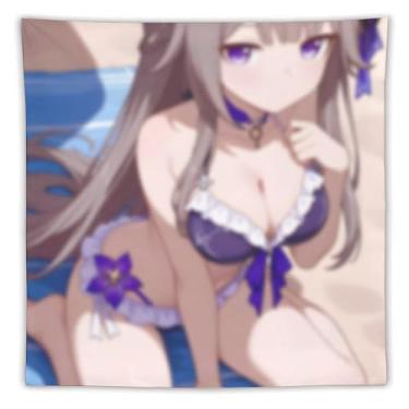Imagem de LIEGBMEU Sexy Bikini Hot Anime Girl Tapeçaria 152.4 cm x 152.4 cm Interior Exterior Wall Quilt Art Decoração de Tapeçaria Caprichosa, AC046