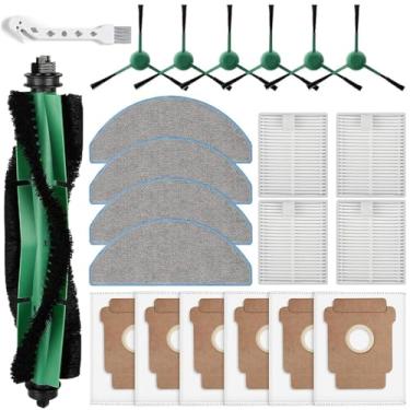 Imagem de Chrostion 23 peças de reposição para aspirador de pó iRobot Roomba 104 / Q052/ 105 Vac/ 105 Combo Robot Vacuum, Q0520 105. Os acessórios incluem 2 escovas principais, 6 sacos de pó, 6 escovas laterais
