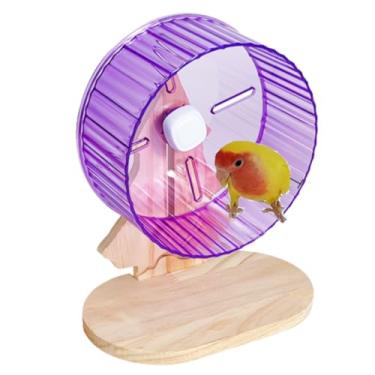 Imagem de CXYYXF Roda de exercício de papagaio super silenciosa com suporte, roda de corrida silenciosa de pássaros com suporte ajustável de altura para pombinhos, periquitos, conures, hamsters, pequenos