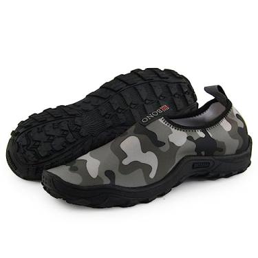 Imagem de Sapatilha Masculina Neoprene Aquatica Náutica Antiderrapante Flexível Leve Trilha Bike Praia Cachoeira (Camuflado Cinza, BR, Adulto, Numérico, 40)