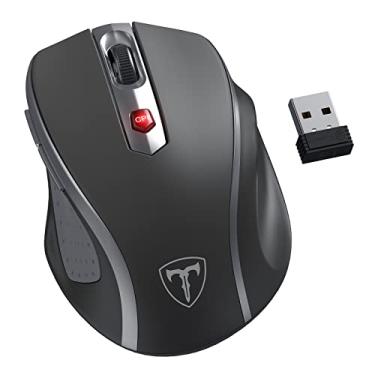 Imagem de HOTWEEMS Mouse sem fio, mouse de computador D-09, mouse sem fio USB para laptop, Ergo Grips, Lightspeed 5 níveis 2400 DPI, bateria de 16 meses, portátil para PC Mac Chromebook (cinza grafite, 1 pacote