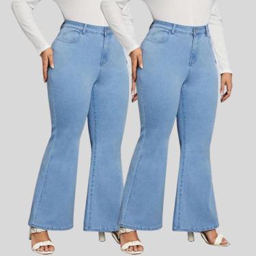 Imagem de Kit 2 Calças Skinny Flare Tex Jeans Elegante e Casual Feminina-Feminino