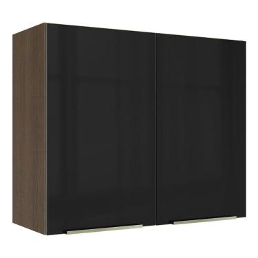 Imagem de Armário Aéreo Madesa Lux 80 cm 2 Portas - Rustic/Preto