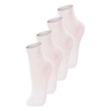 Imagem de Kit com 4 Pares de Meias Infantil Cano Médio Lupo 2727-088, Branco, 30
