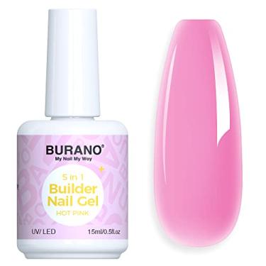 Imagem de BURANO Gel Builder Base 5 em 1 14,2 g, gel Builder para unhas gel rígido extensão de unhas gel de construção rápida, gel Builder em um frasco para Nail Pro e Iniciante (HotPink)