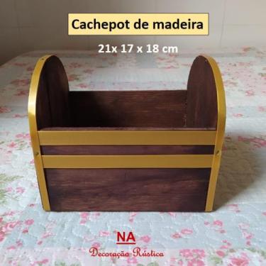 Imagem de 2 Caixinha de madeira cachepot retangular floreira 21 x 17 x 18 cm - i