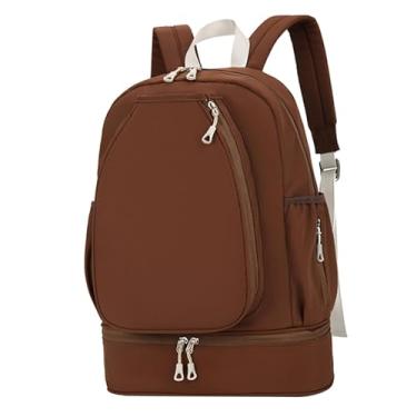 Imagem de menolana Bolsa de tênis com compartimento para sapatos, mochila para laptop, mochila esportiva, bolso lateral para treino, remos, pickleball, acampamento, Marrom