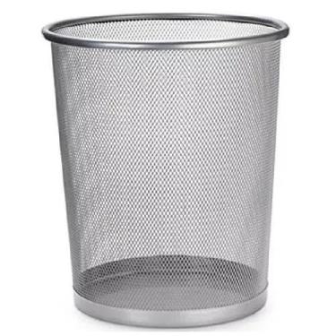 Imagem de Lixeira Prateada Para Escritório Telada Ferro Mimostyle
