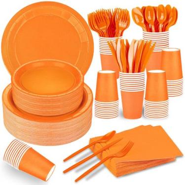 Imagem de Conjunto de artigos de festa TWOWYHI Orange para 30 convidados com 228