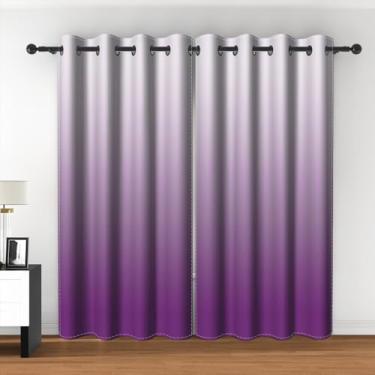 Imagem de Cortinas blackout roxas ombré para quarto, cortinas de janela de cor gradiente lavanda para sala de estar, cozinha, isolamento térmico, cortinas escurecidas com ilhós, cortinas de janela 106 x 213 cm