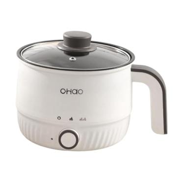 Imagem de Fenteer Panela elétrica quente Lazy Pot 1,8L 2 configurações de engrenagem Mini fogão de Ramen multiuso para mingau arroz dormitório escritório sopa macarrão, Sem Vaporizador