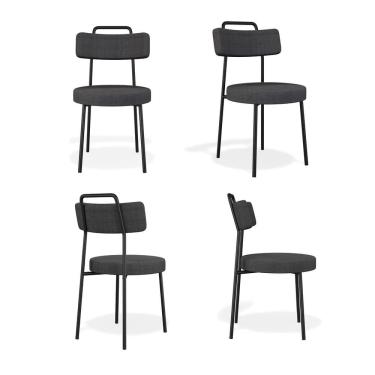 Imagem de Kit 4 Cadeiras de Jantar Ster com Acabamento em Linho Grafite - Vallisa Decor