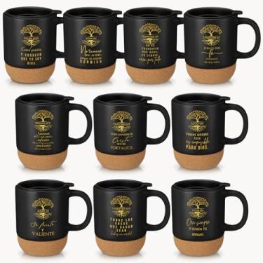 Imagem de Jingmore Conjunto de 10 canecas de café cristãs presentes de Dia de Apreciação do Pastor Versículo da Bíblia Religiosa Copos de Cerâmica Regalos Cristianos en Español para igreja (árvore, citação