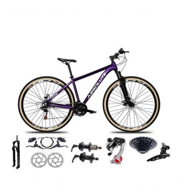 Imagem de Bicicleta Aro 29 Absolute Nero 5 Câmbios Shimano 24v K7 Freios Hidráulicos Garfo Trava Com Pneu Faixa - Roxo Tam.15