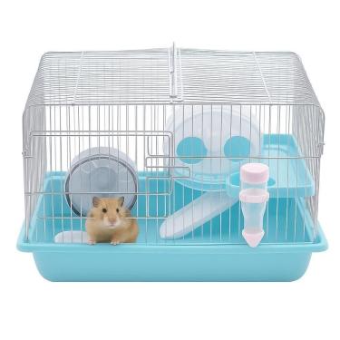 Imagem de Gaiola Casa Hamster Duplo Andar Desmontavel Bebedouro Escorregador Esteira Brinquedos Roedores Com