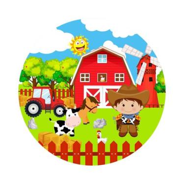 Imagem de Painel de Tecido Sublimado Redondo Fazendinha c/ Elástico 1,5x1,5m - F