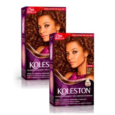 Imagem de Kit 2 Tintura Creme Koleston Wella Marrom Sedução 537 Kit