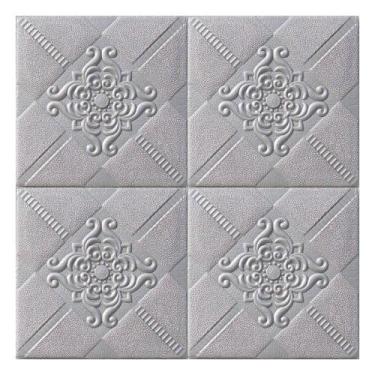 Imagem de Painel Auto Adesivo Placa 3d Ladrilhos Prateados 70x70cm - Gici Decor