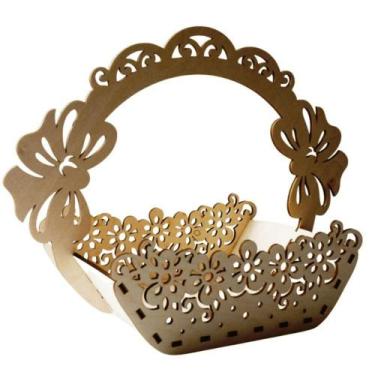 Imagem de Cesta Com Alça Corte à Laser Em Mdf - LENOBRE