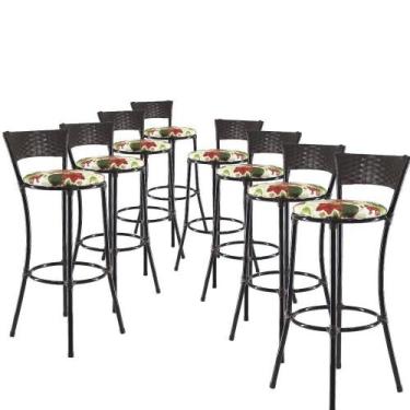 Imagem de Kit Com 8 Banquetas Altas Forts Fibra Uv Bancada, área Goumert, Bar, P
