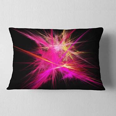 Imagem de Designart Pink Fractal Chaos Multicoloridos Raios Abstratos Sala de Estar, Sofá, Almofada + Capa de Almofada Estampada em ambos os lados 30,5 x 50,8 cm