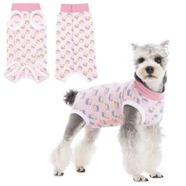 Imagem de Coppthinktu Traje de recuperação para cães após a cirurgia, macacão de recuperação de cirurgia para fêmea, macacão de pijama cirúrgico macio para filhote para evitar lamber o cone alternativo