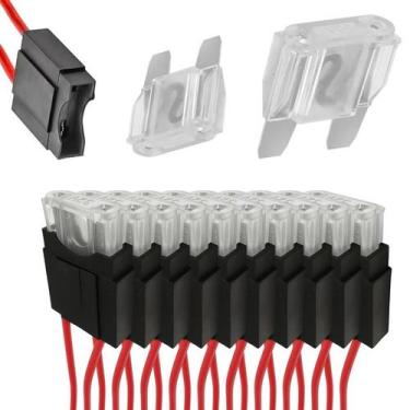 Imagem de Kit 10 Porta Fusível Max Fio 4mm + 10 Fusíveis 80 Amperes - PERMAK