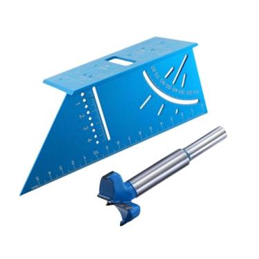 Imagem de Baoblaze Revestimento ângulo régua quadrado transferidor de madeira ferramentas de madeira acessória versátil 45/90 graus liga de alumínio para trabalhadores, Abridor de Orifícios de 26 Mm