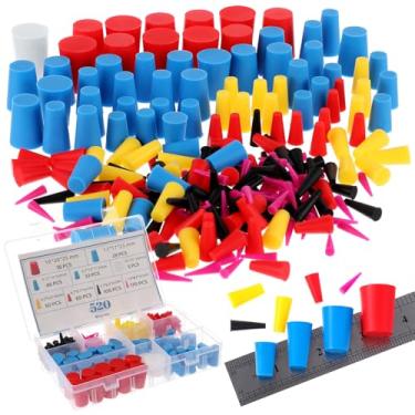 Imagem de Briwooody 520 peças de plugues de borracha 9 tamanhos kit de plugue cônico de silicone 1/38.1 cm a 2.5 cm Rolhas para revestimento, furo, proteção de pintura tampa de silicone