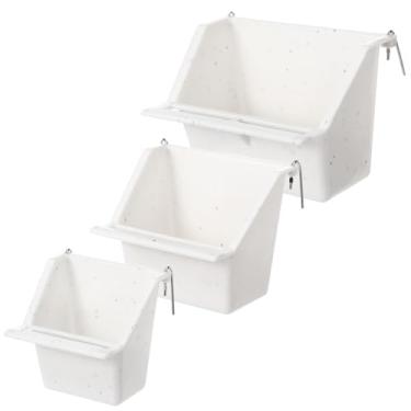 Imagem de LemonRoad 3 alimentadores de gaiola de pássaros, copo de plástico com asas universais, bebedouro branco leitoso, pratos, suprimentos para animais de estimação, acessórios para pássaros pequenos