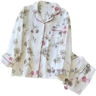 Imagem de Pijama De Gaze De Algodão Feminino Com Estampa De Bolinhas Conjunto De 2 Peças, 12, XL