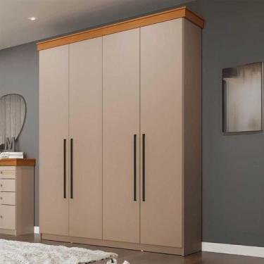 Imagem de Guarda Roupa Solteiro 1,52m c/ 4 Portas e 2 Gavetas 100% MDF - Móveis 