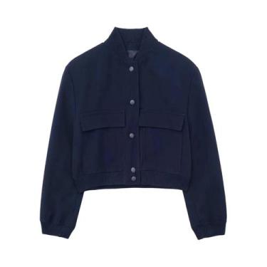 Imagem de Jaqueta Bomber Vintage Feminina De Manga Longa Casual Streetwear Com Z