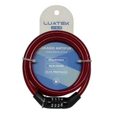 Imagem de Cadeado Antifurto Bicicleta Senha 4 Dígitos Luatek LK-BL06, Vermelho