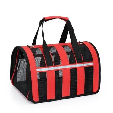 Imagem de Mochila Transportadora para Pets até 5kg - Ventilação 360° em Tela RespiráveI - Acoplchoada com Tapete Removível - Ideal para Cães e Gatos Pequenos (VERMELHO P 35 * 24 * 20)