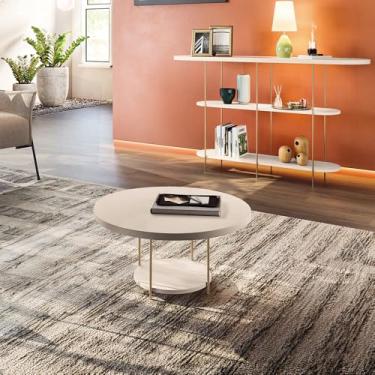 Imagem de Conjunto Decorativo Aparador e Mesa de Centro Walker Pés de Aço Tampo MDF Off White G26 - Gran Belo