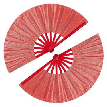 Imagem de Ventiladores de mão dobráveis Tkocisa, pacote com 2, grandes, vermelho