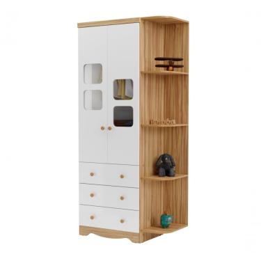 Imagem de Armário Infantil 2 Portas 3 Gavetas Uli - Moveis Peroba Amendoa-branco