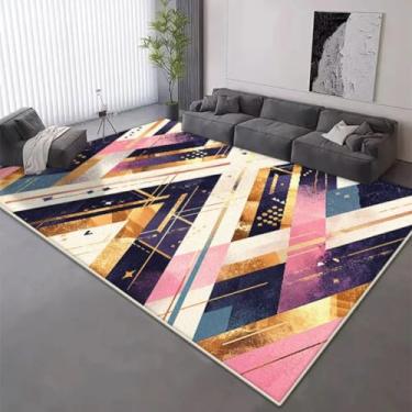 Imagem de Tapete geométrico para decoração de sala de estar, tapete curto de veludo antiderrapante de 200 x 300 cm, tapete dobrável para sofá de quarto (60 x 90 cm) / DT-4505-Flannel-10)