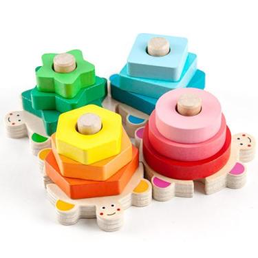 Imagem de Brinquedos empilháveis WOOD CITY Montessori Shape Sorter de 12 a 18 me