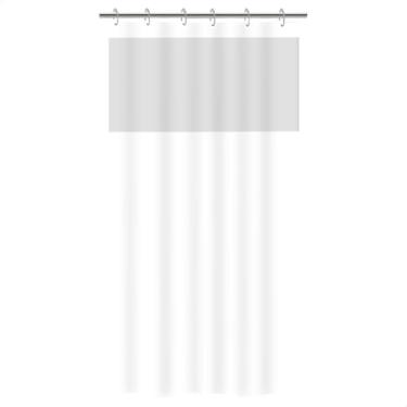 Imagem de Cortina Para Box Banheiro Com Visor Transparente Polietileno Impermeável 198x138cm Com Ganchos (Cortina Box Branca)