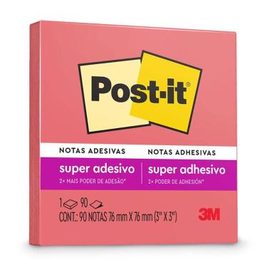 Imagem de Bloco Post it goiaba 76x76mm 90 fls 3M